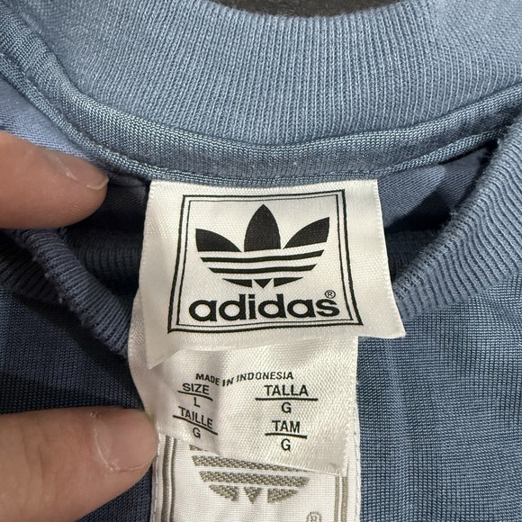 Vintage Adidas 90s T-Shirt Men L Blue Y2K Heavyweight Crewneck Mesh Soccer Logo - Picture 3 of 8